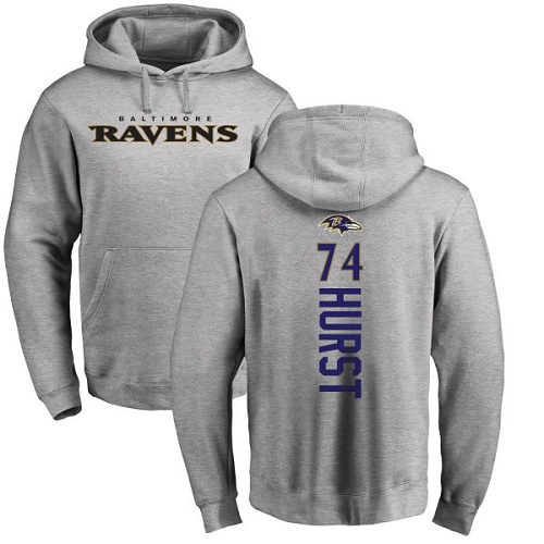 Men Baltimore Ravens Ash James Hurst Backer NFL Football #74 Pullover Hoodie Sweatshirt